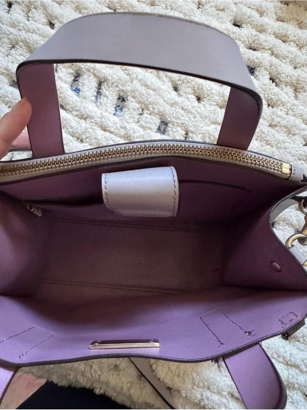 kate spade taupe satchel with gold-tone plaque View 2